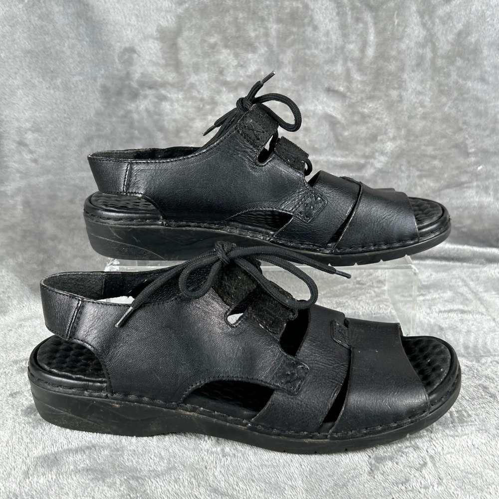Rieker Antistress Womens Black Leather Lace Up Sandals Open Toe Size 39